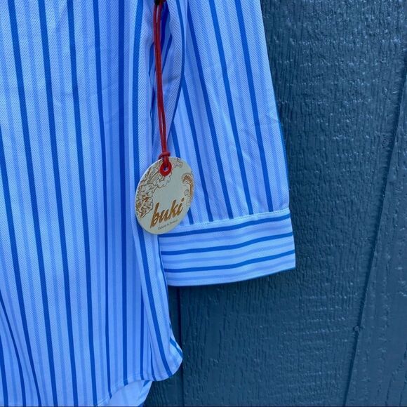Buki Button Down Striped 3/4 Sleeve Blouse M NWT - Picture 5 of 15